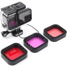 3 st filter kit röd rosa lila snorkel dyk kamera lins uv filter för gopro hero 5 6 hero 7 svart original fodral