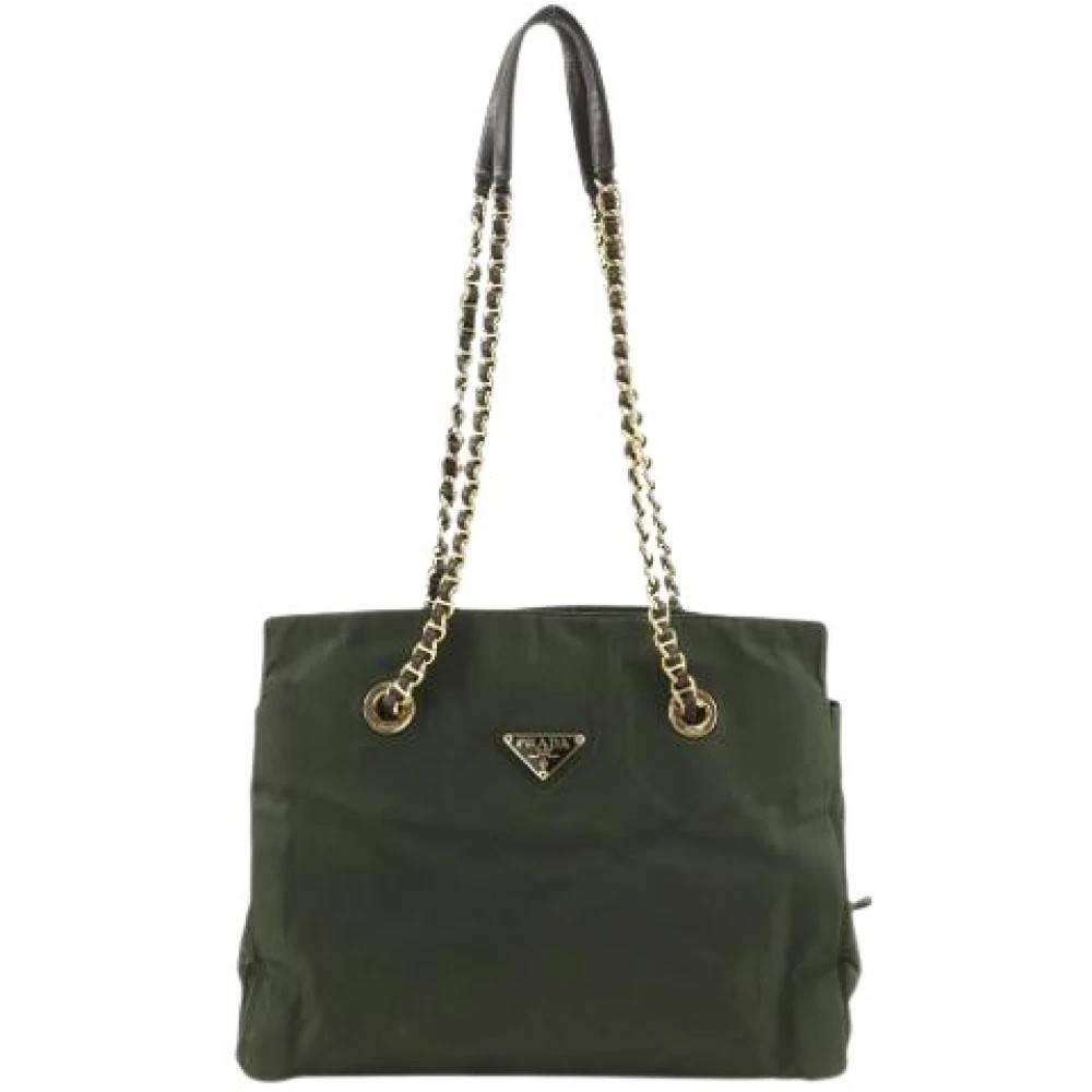 Prada Vintage Pre-owned Vintage Tote Bag - Vintage - Dame - Grøn - ONE SIZE - Uld