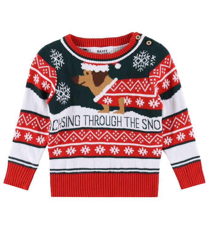 Jule-Sweaters Tröja - Stickad - Korven Dog Jultröja - Jule-Sweater - 3-4 år (98-104) - Tröja