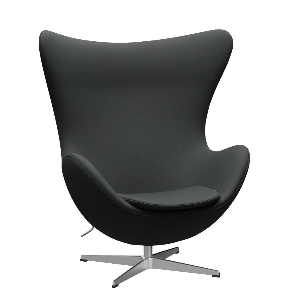 3316 Ægget loungestol, stel i børstet aluminium af Arne Jacobsen Haze læder - Anthracite - Jacobsen Plus