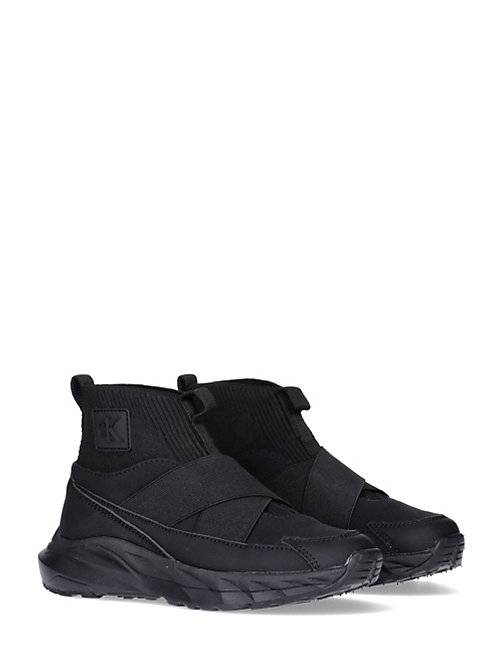 Kids Knit Slip-On High-Top Trainers - Black - 31
