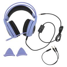 Gaming Headset 3.5mm Plug Stereo Noise Reduction Cute Cat Ears Over Ear Headphone with Mic for svart