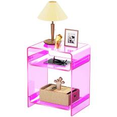 Solaround Sidobord i Akryl, Sängbord Nattduksbord Bord, för Vardagsrum Sovrum, Acrylic Side Bedside Table, 40 x 30 x 50 cm (Rosa)