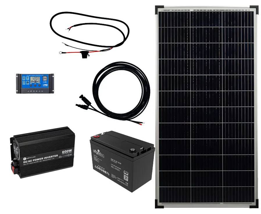 Solar-Inselanlage 230V, 100W autark, 600W AC Dauerleistung