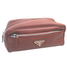 Prada Vintage Pouch Stl. - Necessär Från Magasin - Red (W 23cm x H 11cm x D 11cm)