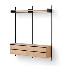 New Works Garderobshylla med lådor Oak / Svart B163,5 cm