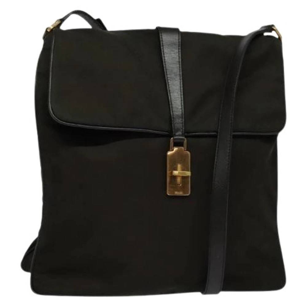 Prada Vintage Pre-owned Vintage Flap Messenger Taske - Vintage - Dame - Sort - ONE SIZE - Uld