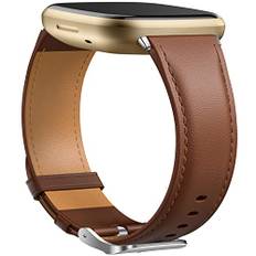Dirrelo Echtes Leder Armband Kompatibel mit Fitbit Versa 3 Armband/Versa 4 Armband/Sense Armband für Damen Herren, Lederband Ersatzband für Fitbit Versa 3 Armband/Fitbit Sense 2 Armband, Braun
