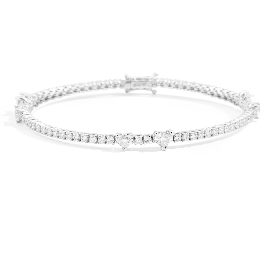 Recarlo Anniversary Love 18ct White Gold Diamond Heart Tennis Bracelet - 18cm (18cm)