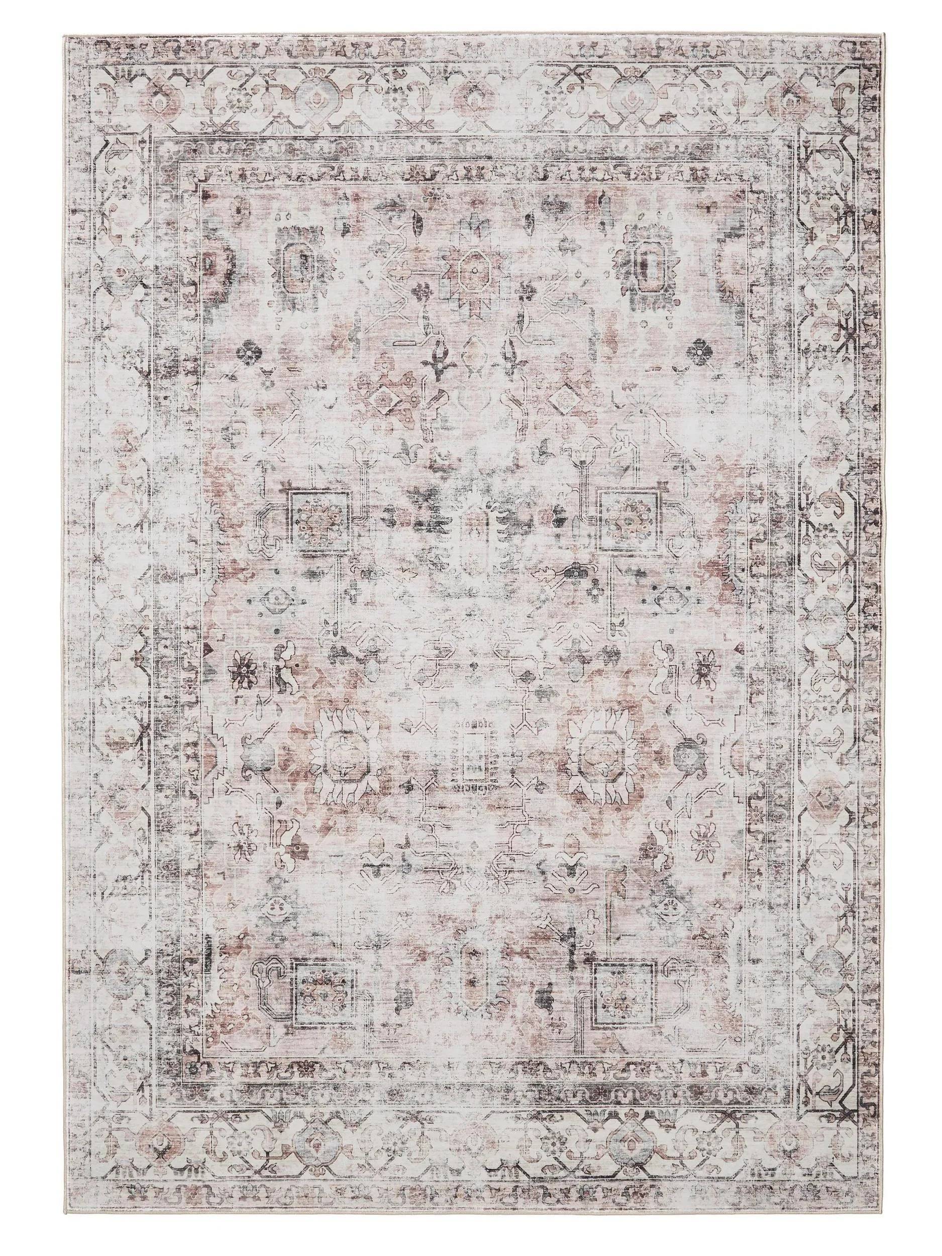 ATLAS Creme Taupe Vaskbart Tæppe - Rektangulær / 240x340 cm / Hvid