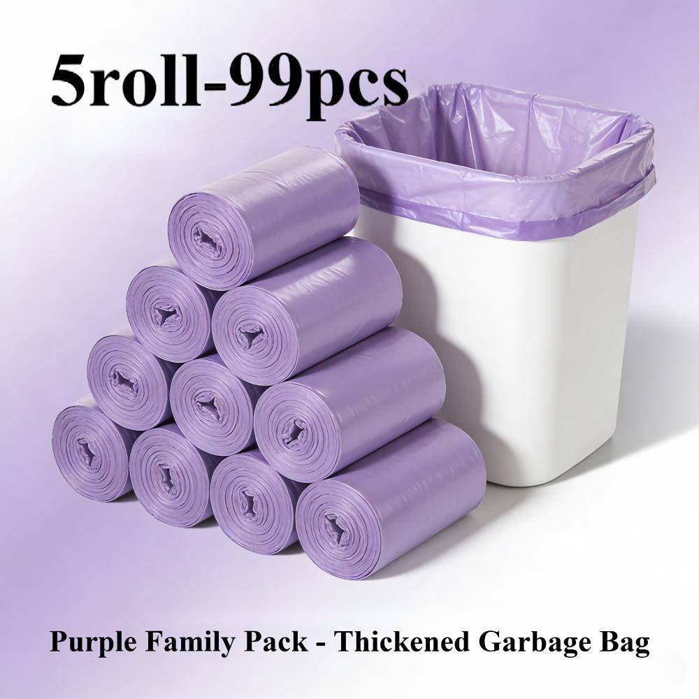 5 Rolls 99 Count Purple Leak Proof Deodorant Garbage Bags Extra Large Thick Plastic Tear Resistant Bags Suitable For Home Office Kitchen Bathroom Outdoor Commercial Use