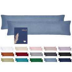 Vielit Örngott för sidokudde, set med 2 st., 40 x 145 cm, mjukt, ekologiskt certifierat, blå