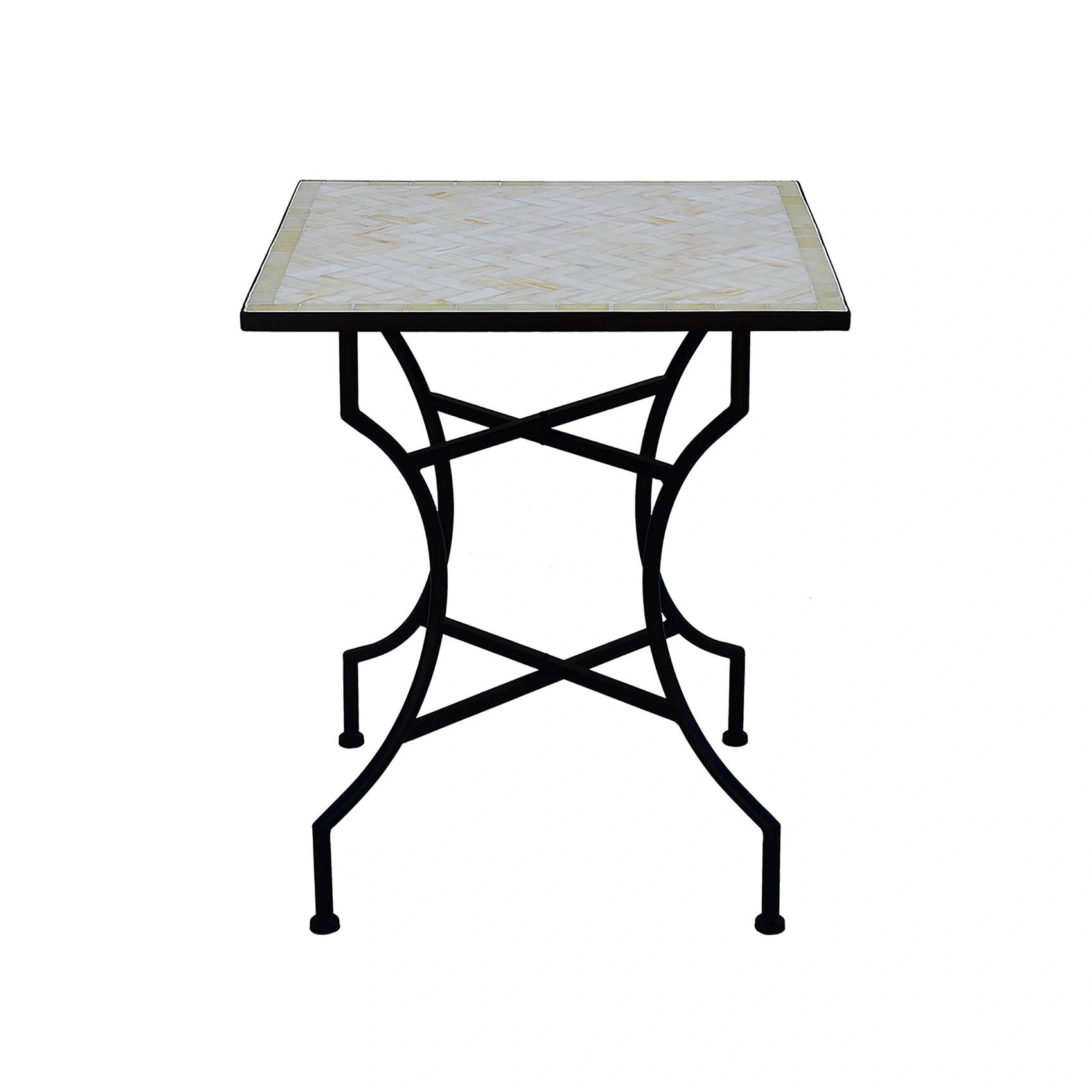Trieste mosaikbord offwhite/svart 60x60 cm - Svart/Vit/Grå