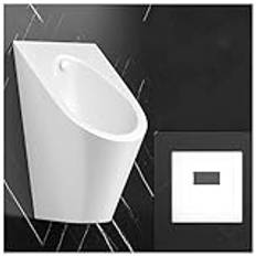 Universal Washout Urinal 304 Stainless Steel Urinal, High Efficiency Urinal with Top Spud, Household/Commercial Men's Adult Urinal Bathroom Toilet (White with sensor)