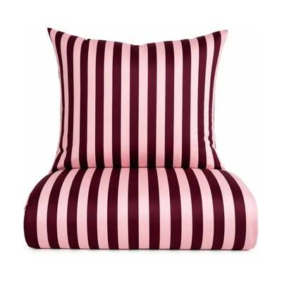 omhu Blok Strib Sengetøj - B 140 x L 220 cm - Økologisk bomuld - Rose