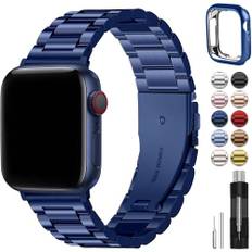 Fullmosa Kompatibel mit Apple Watch Armband 45mm 44mm 42mm, Metall Ersatzband für iwatch SE Series 9 8 7 6 5 4 3 2 1, Blau