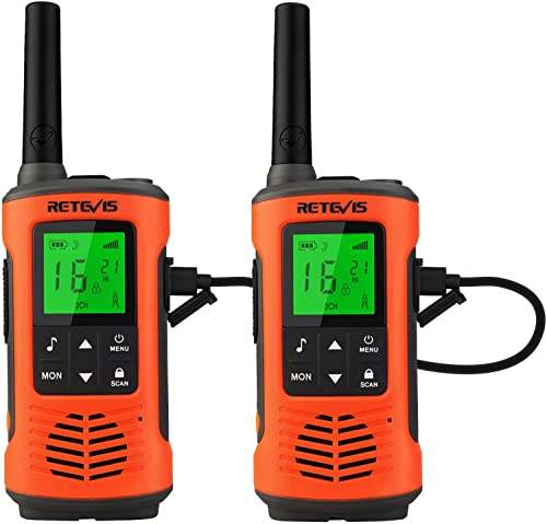 Retevis RT45P Walkie Talkie, Ip67 Vattentät, Pmr446 Licensfri, 16Ch Sos-Larm, Med Aa Uppladdningsbart Batteri Walkie Talkies För Vuxna Skidåkning Utomhusaktiviteter (2St)