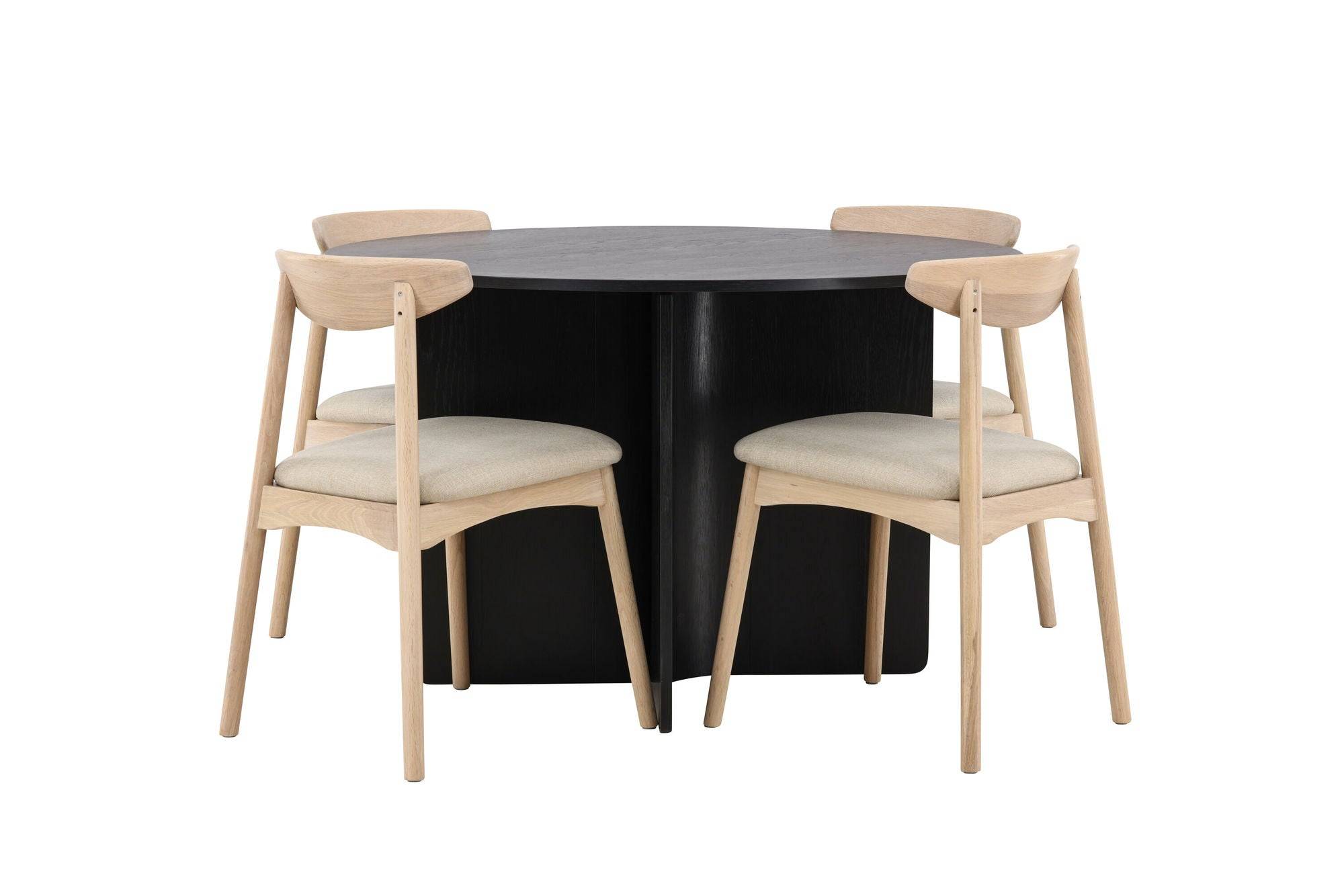 Venture Home Tyresö bord ø120 - Black with Ven stol - Whitewash