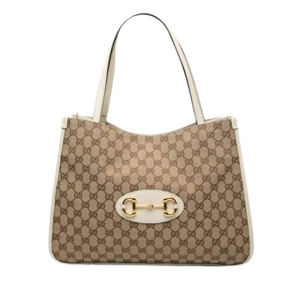 Gucci Vintage Pre-owned Canvas Tote - Vintage - Dame - Beige - ONE SIZE - Læder