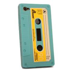 iPhone 4 / 4S Retro Cover. Silikone kassetteb�nd. Sky blue.