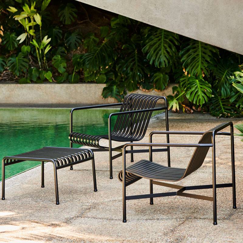 HAY Palissade Sæt 2 x Lounge Chair Low og en Ottoman - Antracite