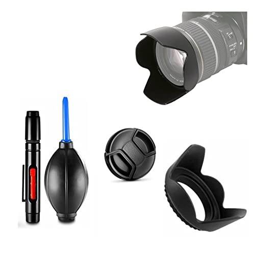 Kamera grundläggande tillbehör paket 58 mm linshuva, linslock, rengöringssats för Canon EOS 4000D 3000D 2000D med Canon EF-S 18-55 mm lins