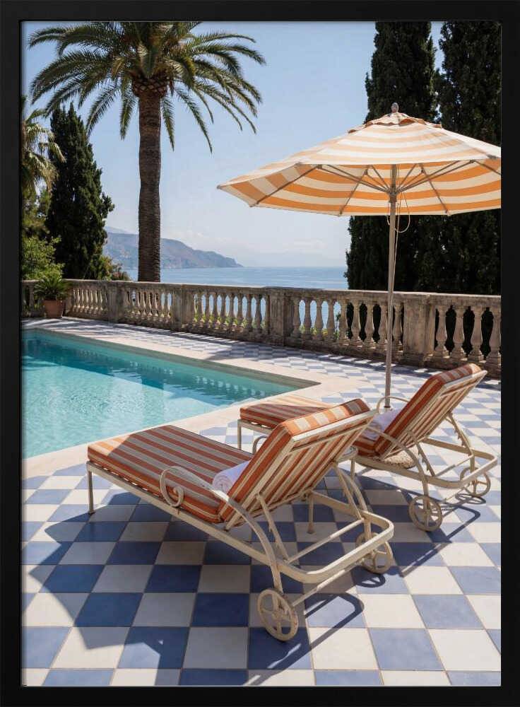 Sunbeds At the Beach Villa Poster - 50x70 cm / 20x28″