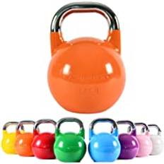 MSPORTS Kettlebell tävling 4-32 kg inkl. övningsaffisch, professionell studiokvalitet | kulhantel med tävling (28 kg - röd)