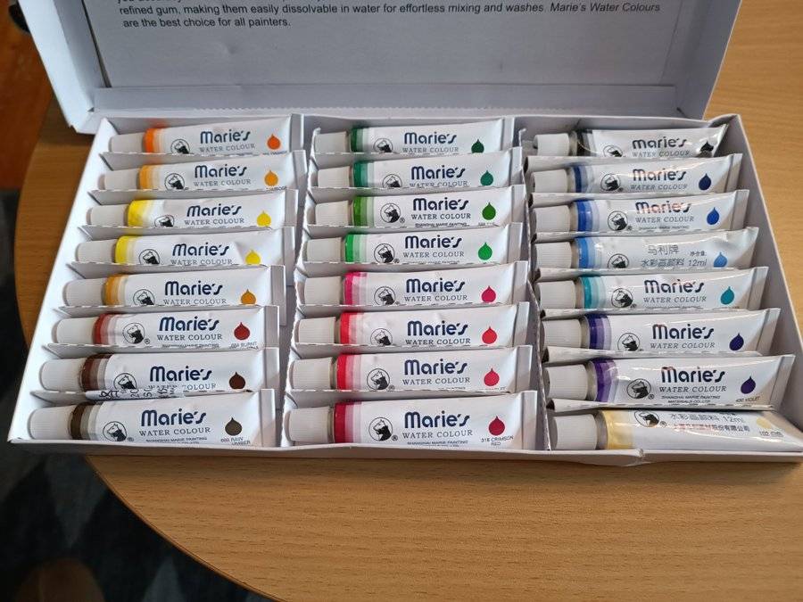 Marie's Water Colour paint tubes 24 Colours