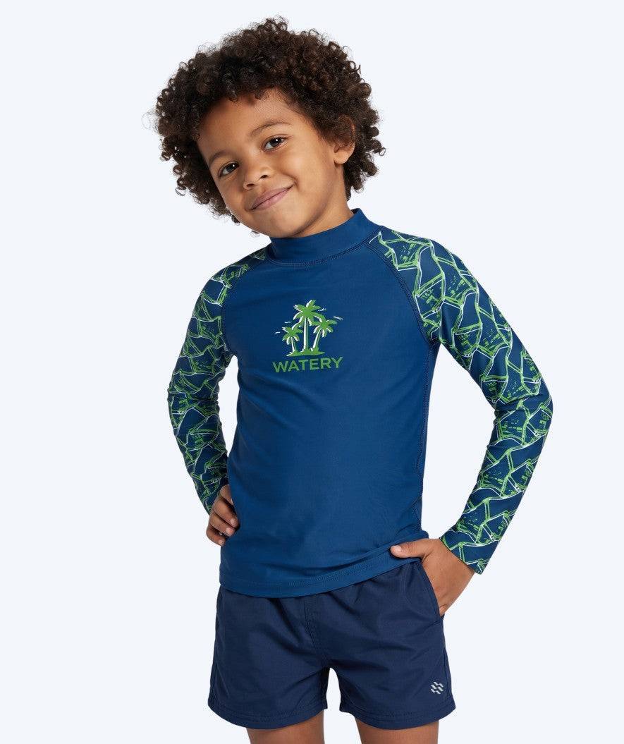 Watery UV tröja för barn - Katsu Långärmad Rashguard - Grön/mörkblå