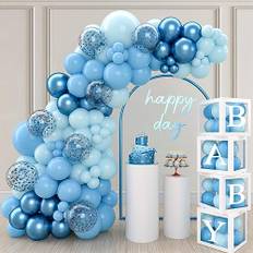 131st Baby Shower Dekorationer Pojke - 4st Ballonglådor Med Blå Ballonger Arch Kit, Babylådor För Baby Shower, Ballonglådor Med 27 Bokstäver För Brithday Party Dekorationer Dop Bröllop