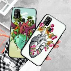 Black Case for Xiaomi Redmi 13C Note 9 iPhone XR 7 8 14 15 11 12 13 X XS Pro Max Samsung A25 S23 S24 FE Ultra Plus Human organs Art paintings Samsung S20 Ultra svart