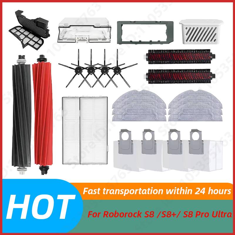 Roborock S8 Pro Ultra S8+ Robot Vacuum Cleaner Mop Choth Vacuum Bags Accessories Side Brush Filter Replaceable Spare Parts