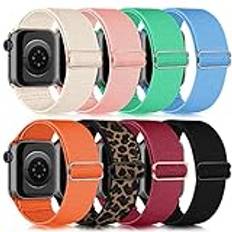 Chinbersky 8 Pack Apple Watch-remmar 38mm 40mm 41mm,Elastisk rem för Apple Watch iWatch Series 9 8 SE 7 6 5 4 3 2 1, X8-B-38/40