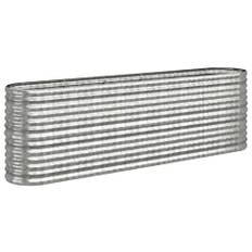 vidaXL Odlingslåda pulverlackerat stål 224x40x68 cm silver, blomlåda, blomkruka, trädgårdsplantor, blomlådor, blomkrukor, trädgårdskruka