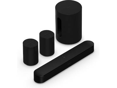 Sonos Beam (Gen2) Soundbar (svart) + 2x Era 100 och 1x Sub Mini