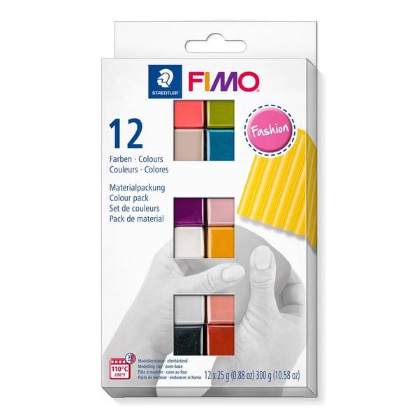 Staedtler FIMO 8023 C Modellera 300 g Svart, Blå, Koppar, Guld, Pärlemorfärgad, Rosa, Rosa, Silver, Mullvadsgrå, Violett 12 styck
