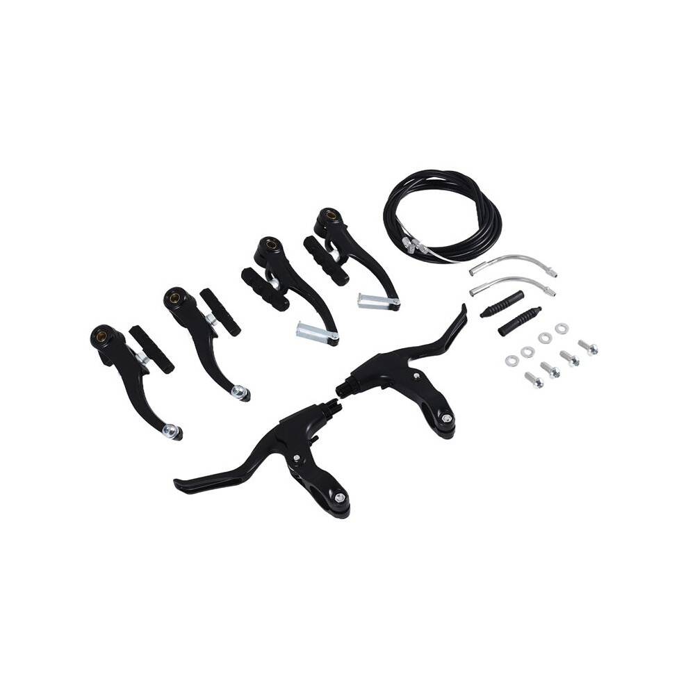 Complete Mtb Bicycle Mountain Bike Set,V Brake + Outer Cables + Lever + Front&Rear Brake Cable Bike Brake Accessories