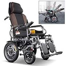 Duty Wheelchair with Headrest, Foldable and Lightweight Powered Wheelchair,Seat Width 46Cm,Adjustable Backrest and Pedal Angle,360° Joystick, Weight C