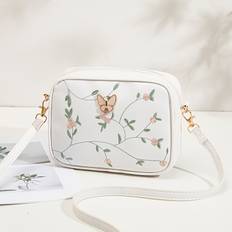 TEMU Fashion Casual Embroidered Shoulder Camera Bag 2024, Lightweight Crossbody With Adjustable Strap, Zipper Closure, Polyester Lined, Tape For Daily