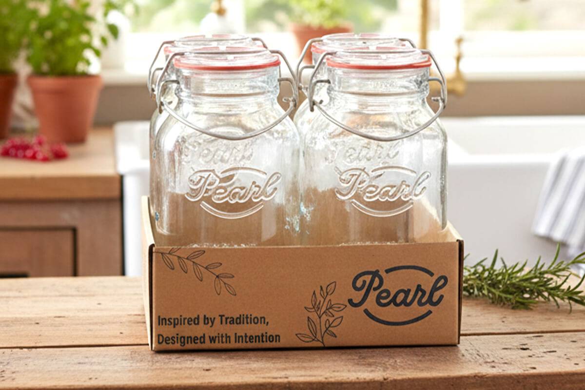 4st Masonjar, Pearl 1000ml med Mariposa lock