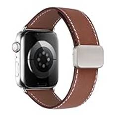 MroTech Läderarmband kompatibelt med Apple Watch-armband 49 mm, 45 mm, 44 mm, 42 mm, för män och kvinnor, magnetarmband, ersättning för iWatch Ultra SE serie 9 8 7 6 5 4 3 2 1, armband, äkta