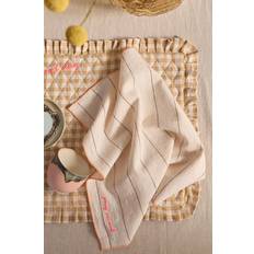 Ellos Home - Servetter Elly Thin Stripe i återvunnet halvlinne 4-pack - Brun