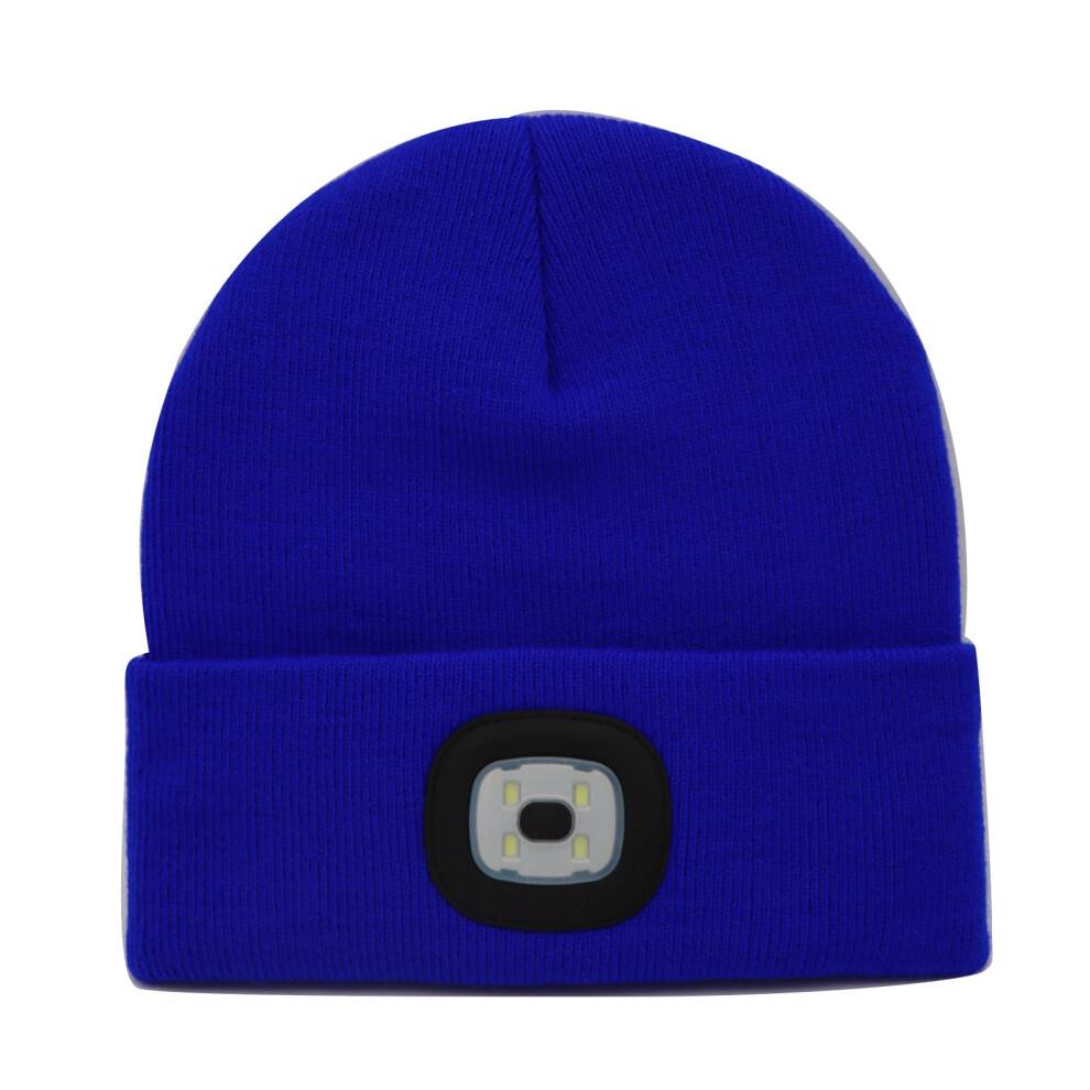 LED-oplyst beanie-kasket varm vinterstrikket hue med 4 LED-lys