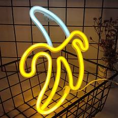 ENUOLI Banana Neon Light Signs LED Banana Neon Sign Vägglampa Drivs av 3 AA Batteri/USB Laddning LED Banan Nattljus för sovrum Barnrum Bröllopsfödelsedagsfest dekor