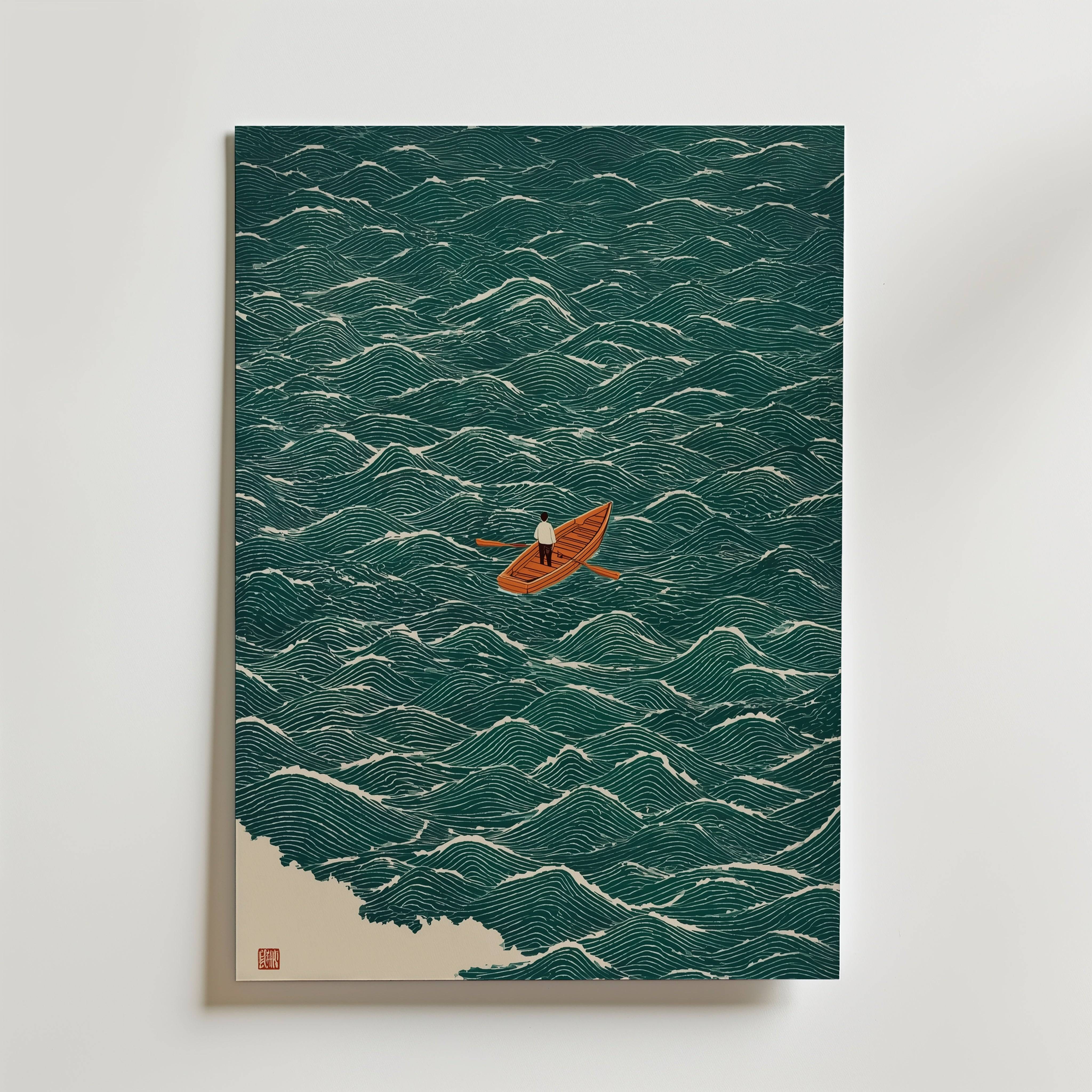 Japandi Boat Poster - Premium Canvas 40x50 cm