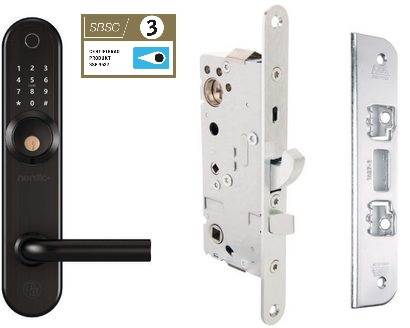 kodlås BG4000 smart lock svart, med låshus 2500