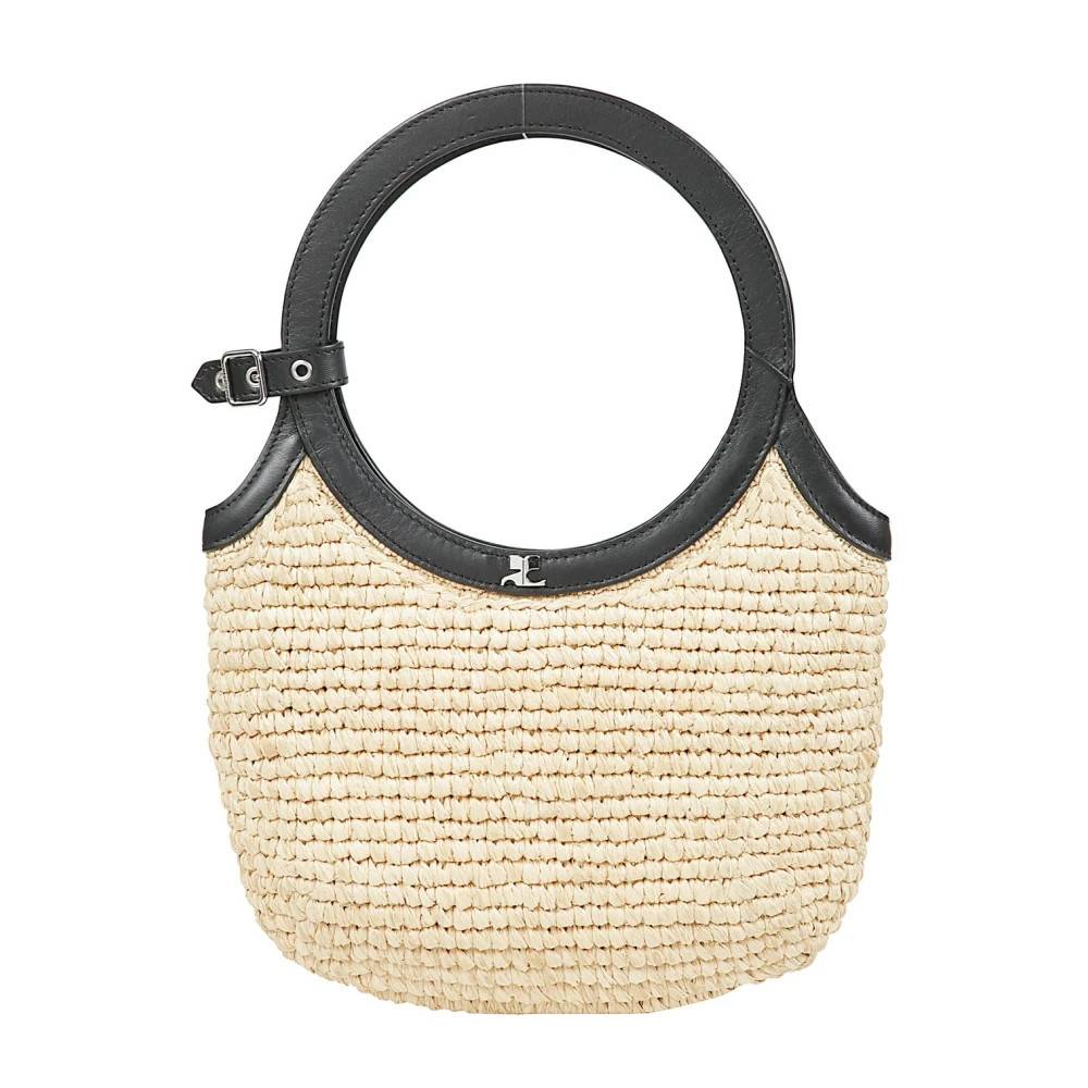 Courrèges Håndvævet raffia tote med læderdetaljer - Tasker - Dame - Beige - ONE SIZE - Læder