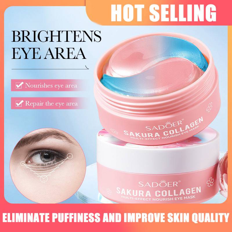 60pcs SADOER Sakura Collagen Eye Mask Anti Dark Circles Eyes Bags Removal Moisturizing Firming Eye Patches Skin Care for Eyes