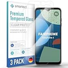 smartect [3 Stycken, Clear] Skärmskydd kompatibel med Fairphone 4 (Camera Cutout), HD Screen Protector i Härdat Glas 9H, Bubbelfri Installation, Anti-Fingeravtryck